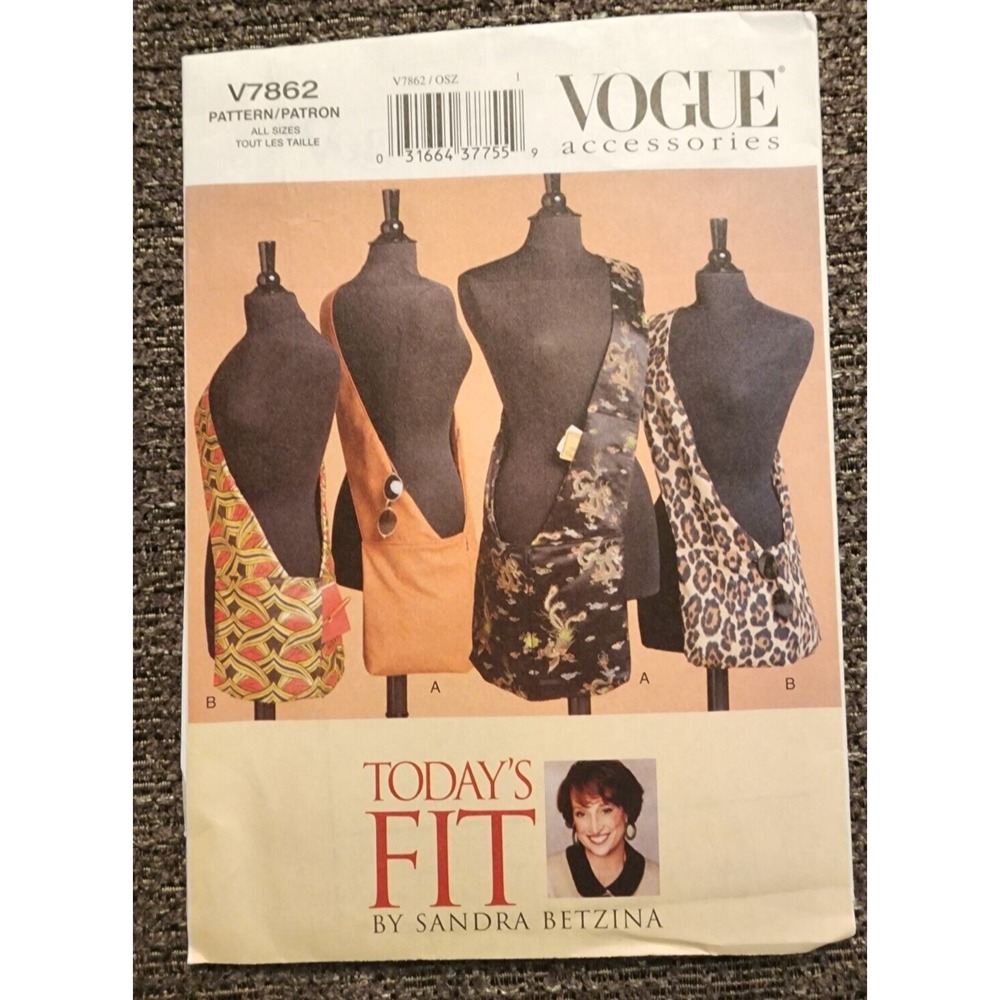 Vogue Accessories Today's Fit Sandra Betzina‎ Shoulder Bags  Pattern #V7862